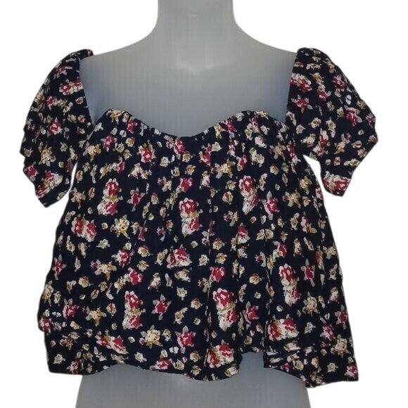 Stone Cold Fox Black Floral Bustier Crop Top - Picture 1 of 4